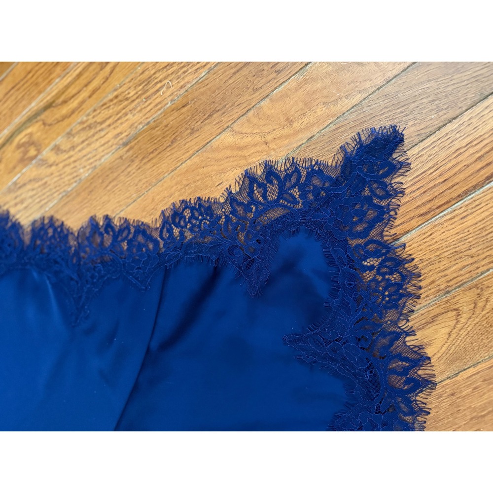 Camila Coelho Royal Blue Lace Trim Asymmetrical Midi Dress Halter Neck NWT - Picture 5 of 5